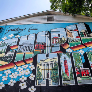 Photo of "Greetings from Chapel Hill" mural