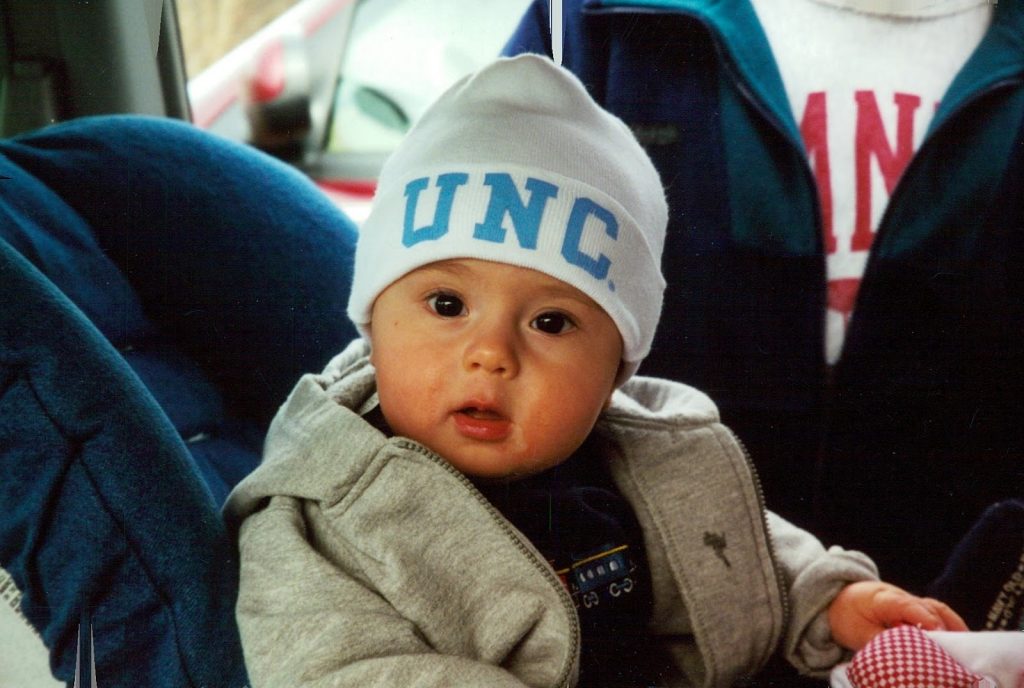 A photo of Carolina sophomore and Chapel Hill native Drew Campbell as a baby