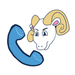 A sticker depicting Rameses and a phone on a white background